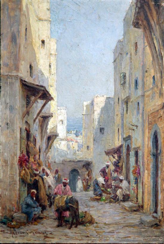 Harold Swanwick (1866-1929) A street in Algiers, 7.5 x 5.25in.